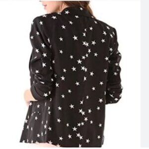 PJK PATTERSON J KINCAID RICCI BLACK WHITE STARS PRINT NOTCHED LAPEL BLAZER - XS